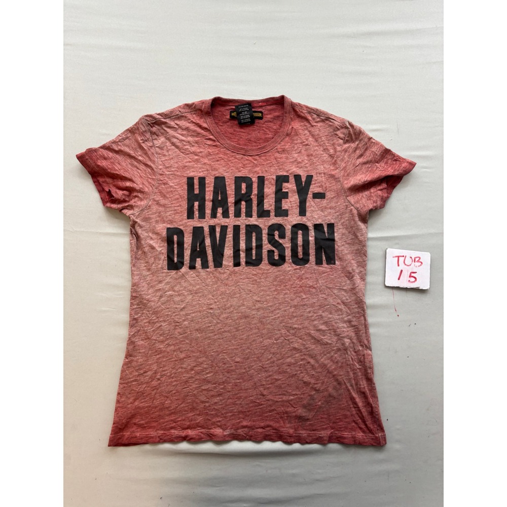 Harley-Davidson Womens Red Burnout Graphic T-Shirt Size M Short Sleeve Logo Tee